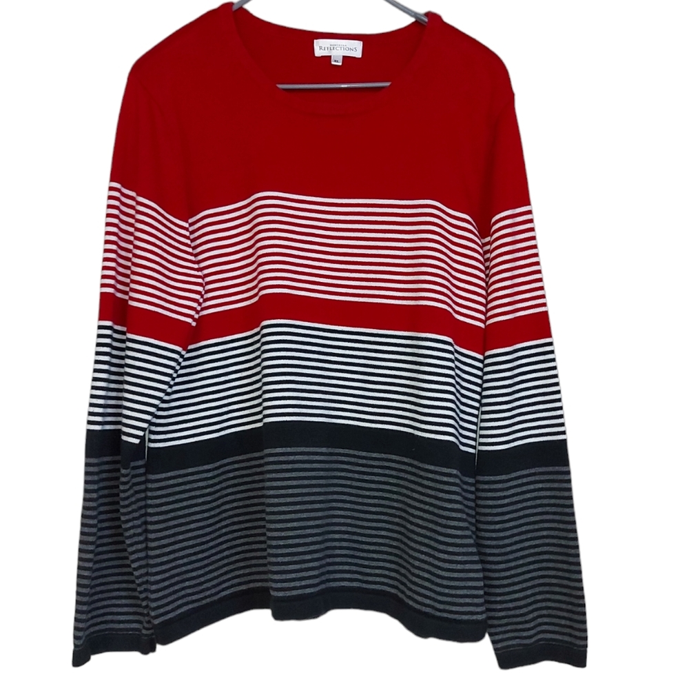 Northern Reflections Crewneck Sweater XL Red, Grey, Black and White